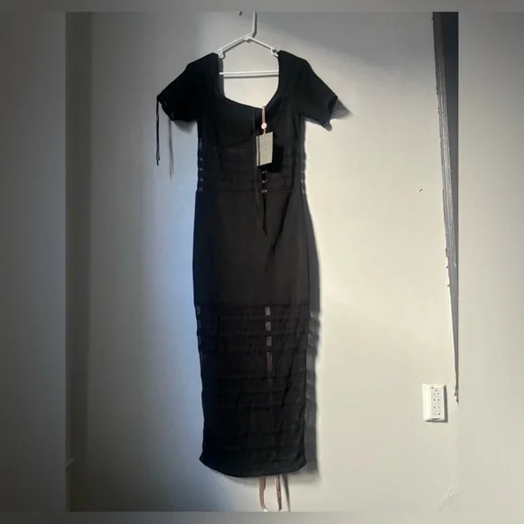 House of CB Black Sheer Midi Dress - Picture 4 of 10